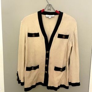 St. John Vintage Ivory and Black Cardigan Size 2